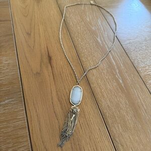 Kendra Scott Rayne Rose Gold Tassel Necklace in Ivory Pearl